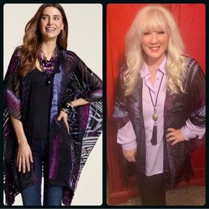 Chico’s Purple and Black Silk Burnout Kimono L/XL